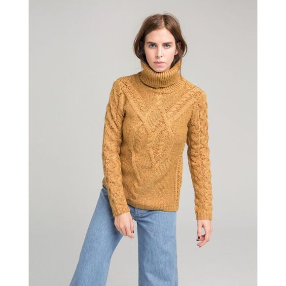 Lavane New York Women’s Marigold Mustard Yellow Chunky 3D Fisherman Knit Turtlen - Picture 11 of 15